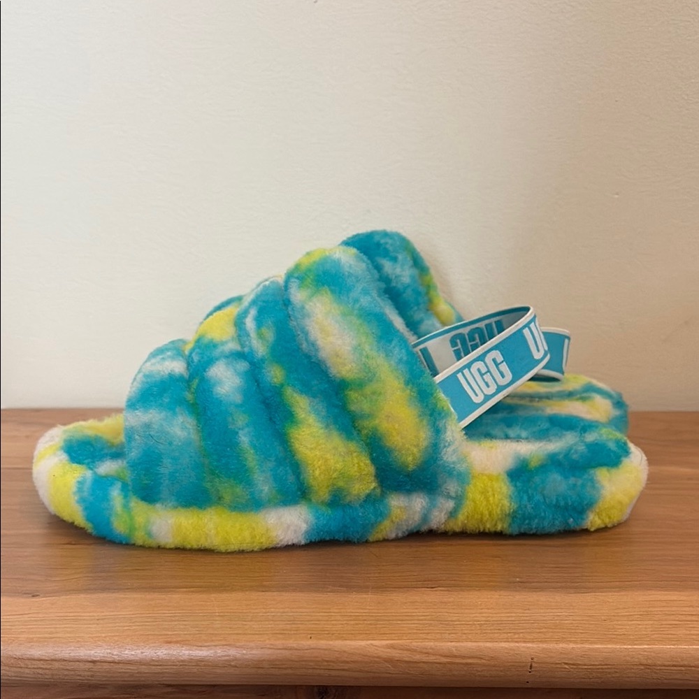 UGG Fluff Yeah Marble Slides Oasis Blue Slippers